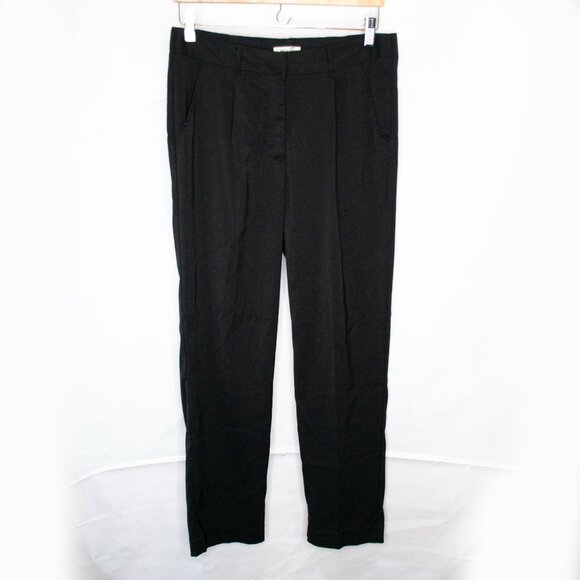 Max Studio High Rise Front Pleat Pants Womens M Medium Black Casual Office T03X - Picture 1 of 5